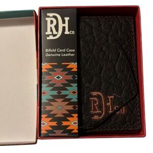 Red Dirt Hat Company Mens Bifold Card Case Bison Leather Brown, NIB